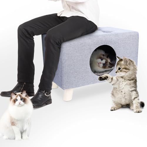Saterkali Katzenbett für Indoor Katzen Würfel Katzenhaus Katzenhöhle Kätzchenbett Katzenzelt Katzenmöbel mit Matte, Haustierhaus Fußstütze Hocker mit Kissen, Würfelhaus für Katzen und kleine Hunde, Saterkali Katzenbett für Indoor Katzen Würfel Katzenhaus Katzenhöhle Kätzchenbett Katzenzelt Katzenmöbel mit Matte, Haustierhaus Fußstütze Hocker mit Kissen, Würfelhaus für Katzen und kleine Hunde, von Saterkali