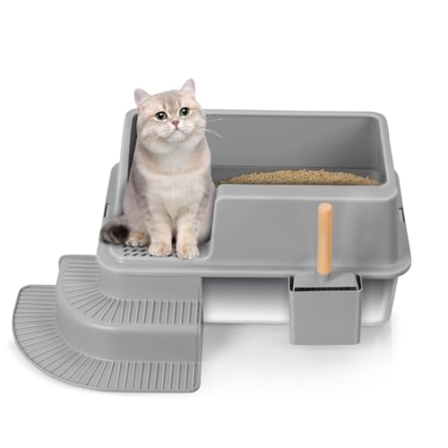 Saterkali Katzentoilette aus Edelstahl, Katzentoilette aus Edelstahl mit Katzenstreuschaufel, Seiteneingang, große Katzentoilette, Metalltoilette für große Katzen, 1 Set Saterkali Katzentoilette aus Edelstahl, Katzentoilette aus Edelstahl mit Katzenstreuschaufel, Seiteneingang, große Katzentoilette, Metalltoilette für große Katzen, 1 Set von Saterkali