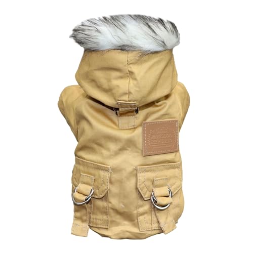 Saterkali Pet Padded Dog Clothes Cotton Clothes Thickened Autumn and Winter Small Dogs Teddy Bumerang Bears Puppy Cats, Pet Dogs Dogs Cats Apparel Khaki 2XL von Saterkali