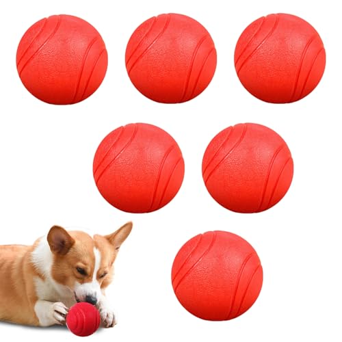 6 Stück Hundebälle, strapazierfähiges, federndes Hundespielzeug aus Gummi, Zahnpflege-Kauspielzeug für Welpen, interaktiver Hundeball für das Training von Haustieren, kleine und mittelgroße Hunde von Satiskid