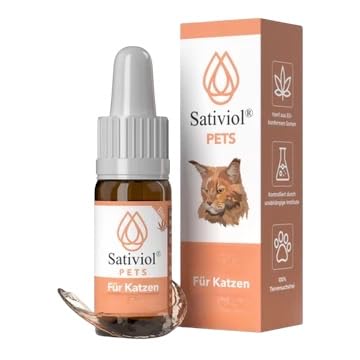 Sativiol Premium Beruhigungsöl für Katzen, Beruhigungstropfen für Katzen, Natürliche Inhaltsstoffe, Omega-3-reich, von Sativiol