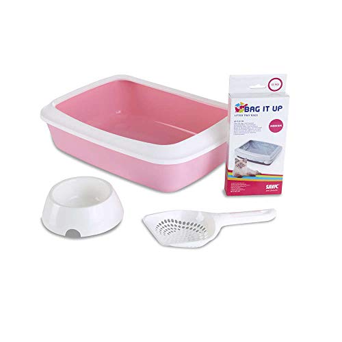Savic 200220 Katzentoilette mit Rand Starter-Kit, 43 x 31 x 12 cm, pink/weiß Savic 200220 Katzentoilette mit Rand Starter-Kit, 43 x 31 x 12 cm, pink/weiß von Savic