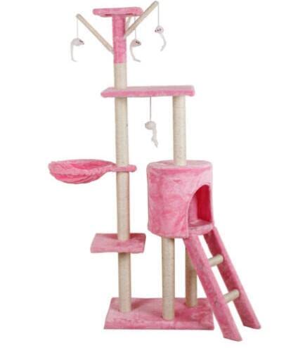 SavingPlus Kratzbaum für Katzen, mit Spielstation und Spielzeug, Pink 001 von Saving Plus