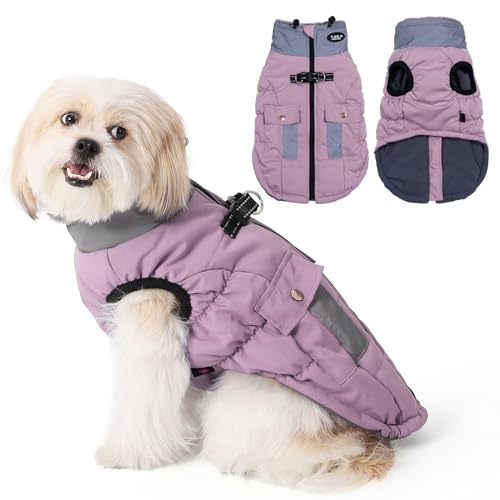Savlot Hundejacke Wasserdichter Hundemantel Reflektierende Jacke für kaltes Wetter mit weichem Fleecefutter Warmer Mantel für Hund Indoor & Outdoor Camping Wandern Rosa XL von Savlot