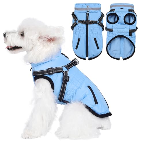 Savlot Hundemantel Wasserdicht Hundejacke Hundepullover mit Reißverschluss Kleine Hunde Winter Warme Jacke Winddicht 2 in 1 Outfit von Savlot