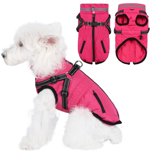 Savlot Hundemantel mit Geschirr wasserdichte Hundejacke, Gepolsterte Hundeweste Reflektierende Hundekleidung mit Reißverschluss Savlot Hundemantel mit Geschirr wasserdichte Hundejacke, Gepolsterte Hundeweste Reflektierende Hundekleidung mit Reißverschluss von Savlot
