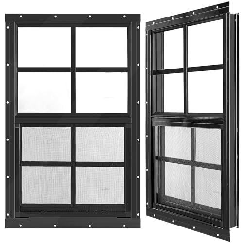 Hühnerstallfenster, 30,5 x 45,7 cm, 2 Stück, schwarz, Hühnerstall, Schuppen, Haushalt, Wohnmobil, Haus, kleine Sichtfenster von Sawowkuya