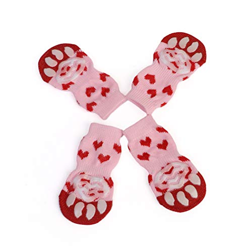 SayHia Haustier Hund Katze Streifen Socken mit Muster Dekor, Anti Slip Bottom Warm Cotton Paw Protektoren für Indoor Wear, Set von 4 Stück von SayHia