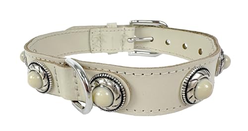 Sazzz Halsband voor Hond Adventure Stone Classic leer Creme 27-33x2,5 cm von Sazzz