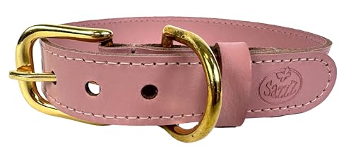 Sazzz Halsband für Hund Braveheart klassisches Leder rosa von Sazzz