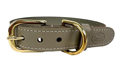 Sazzz Halsband voor Hond Braveheart Classic leer Taupe 32-39x2,5 cm von Sazzz