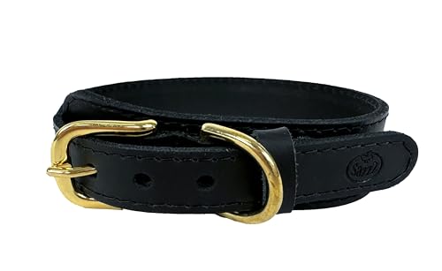 Sazzz Halsband voor Hond Pioneer Classic leer zwart 32-39x3 cm von Sazzz