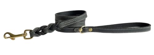 Sazzz hundeleine Passion geflochten klassisches Leder schwarz von Sazzz