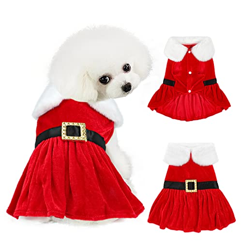 SBAYOOL Hunde Weihnachtskostüm, Warm Niedlich Hundekleid Welpenrock, Schöne Elegante Haustier Weihnachtskostüm für Chihuahua Pudel Pomeranian Französische Bulldogge und andere kleine Hunde M von Sbayool