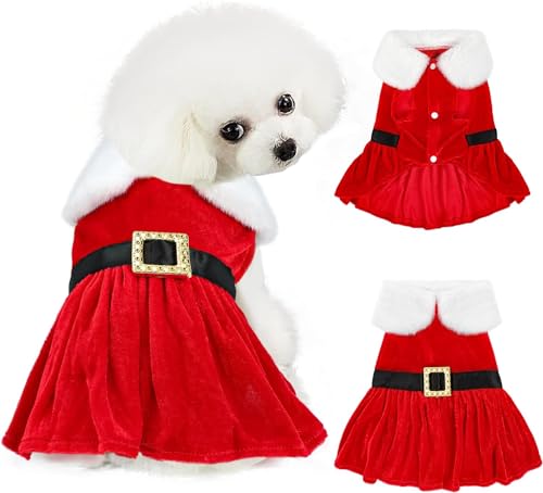 SBAYOOL Weihnachten Kleine Hundekleidung, warmes süßes Weihnachtsmann-Outfit für Hunde, Xmas Holiday Party Hundekleid, Hundeoutfit für Chihuahua, Pudel, Bichon, Zwergspitz, Französische Bulldogge und von Sbayool