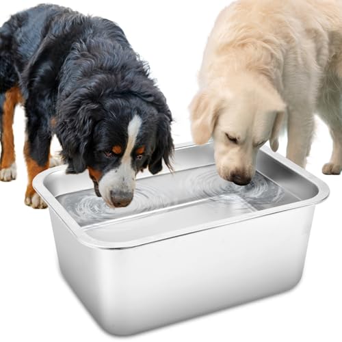Sbayool 15 l Edelstahl-Hundenapf, extra großer Wassernapf für mittelgroße bis große Hunde, langlebige Futternäpfe, sturzsicher und leicht zu reinigen, strapazierfähig, isoliert, 40 x 30 x 15 cm von Sbayool