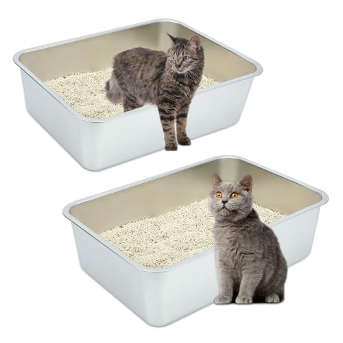 Sbayool 2 Stück Edelstahl Katzenklo Groß, Stainless Steel Cat Litter Box, Offene Katzentoilette Ohne Deckel Hop für Katzen, Antihaft Glatte OberfläChe, Niemals GerüChe, Rostschutz(50 x 35 x 15 cm) Sbayool 2 Stück Edelstahl Katzenklo Groß, Stainless Steel Cat Litter Box, Offene Katzentoilette Ohne Deckel Hop für Katzen, Antihaft Glatte OberfläChe, Niemals GerüChe, Rostschutz(50 x 35 x 15 cm) von Sbayool