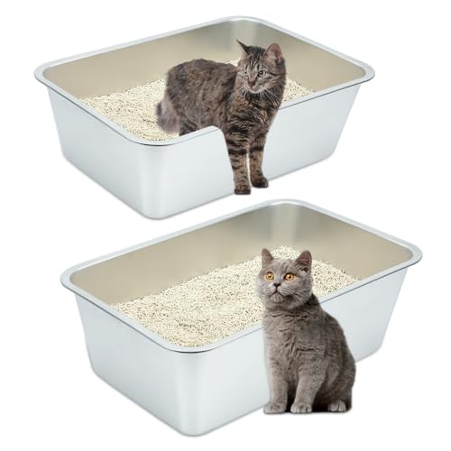Sbayool 2 Stück Edelstahl Katzenklo Groß, Stainless Steel Cat Litter Box, Offene Katzentoilette Ohne Deckel Hop für Katzen, Antihaft Glatte OberfläChe, Niemals GerüChe, Rostschutz(50 x 35 x 20 cm) Sbayool 2 Stück Edelstahl Katzenklo Groß, Stainless Steel Cat Litter Box, Offene Katzentoilette Ohne Deckel Hop für Katzen, Antihaft Glatte OberfläChe, Niemals GerüChe, Rostschutz(50 x 35 x 20 cm) von Sbayool