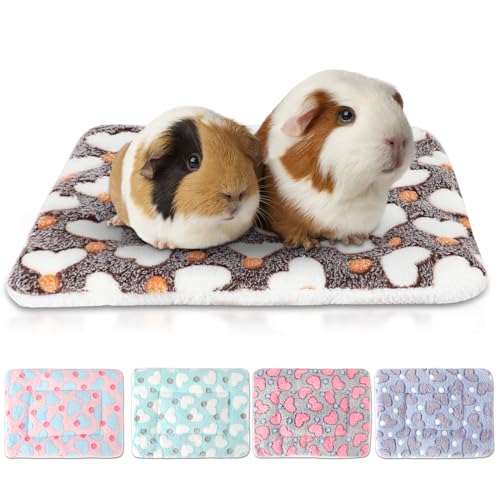 Sbayool Meerschweinchen-Bettmatte, warme Flaum-Meerschweinchen-Decken, Kleintier-Bettmatte für Kätzchen, Kaninchen, Chinchilla, Frettchen, Hamster (32 x 25 cm, Herz) von Sbayool