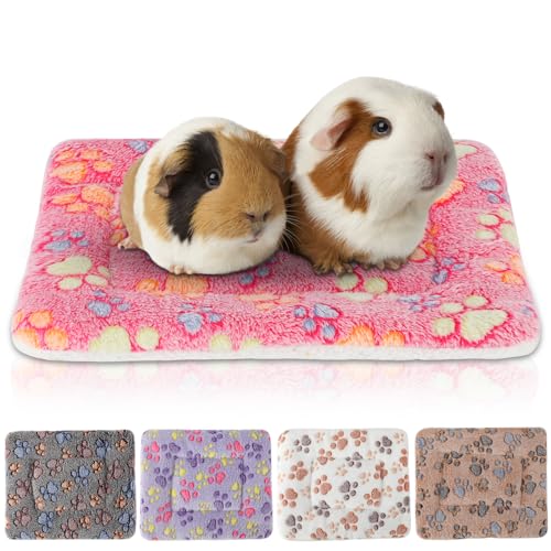 Sbayool Meerschweinchen-Bettmatte, warme Flaum-Meerschweinchen-Decken, Kleintierbettmatte für Kätzchen, Kaninchen, Chinchilla, Frettchen, Hamster, 32 x 25 cm, Fußabdruck, 5 Stück von Sbayool