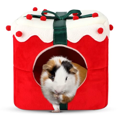 SBAYOOL Festivals Meerschweinchen Bett, Warm Gemütlich Meerschweinchen Kuschelhöhle, Meerschweinchen Höhle Für Igel Chinchillas Hamsterfrett Und Andere Kleintiere 22×22×22cm von Sbayool