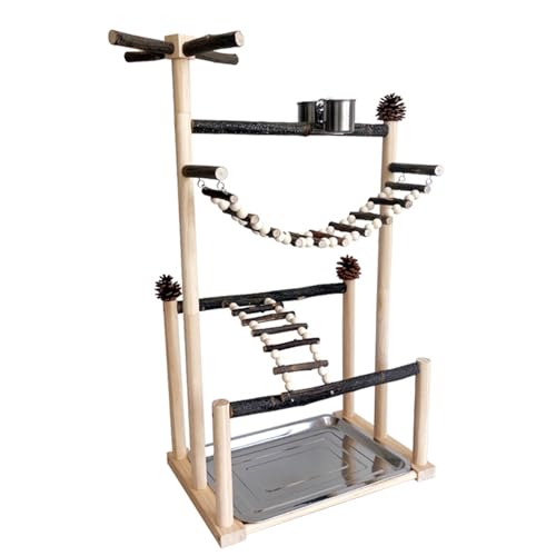 Natürliches Holz Papageien Trainingsstand Mit Abnehmbarem Tablett Kletterleiter Rotierende Barsch Für Große Vögelübung Und Spiel Natürliches Holz Papageien Trainingsstand Mit Abnehmbarem Tablett Kletterleiter Rotierende Barsch Für Große Vögelübung Und Spiel von Sbshiouu