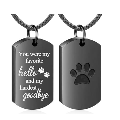 Sbshiouu Eleganter Haustier-Urnen-Schmuck, gravierbarer Pfotenabdruck, Hunde- und Katzen-Urnen-Halskette zur Aufbewahrung von Asche, Haaren, Pelzen, Gedenkschmuck, Pfotenabdruck von Sbshiouu