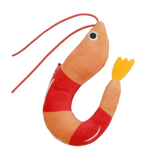 Sbshiouu Shrimp Shape Cats Toy With Catnips Insert Play Teasing Toy Peppermint Bells Realistic Prawn Plush Cats von Sbshiouu