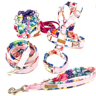 Hundegeschirr & Accessoires Set Pink Summer - XXS / XXS (HU 22-27 cm) von ScandiPaws