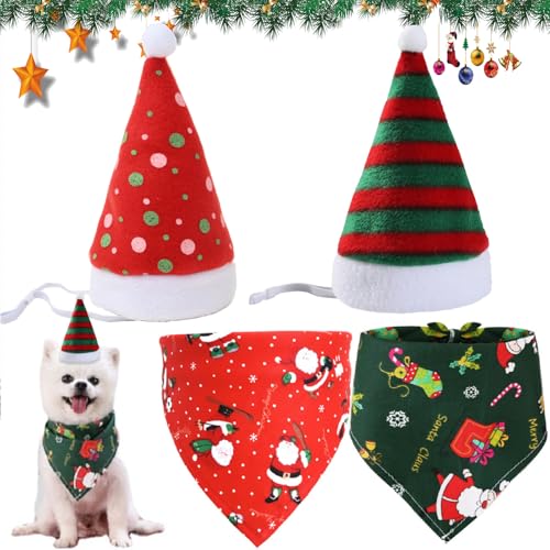 Scettar 2 Stücke Weihnachten Haustier Bandana Schal und 2 Stücke Weihnachtsmütze,Weihnachten Haustier Kostüm,Hund Halstuch für Kleine Mittelgroße Große Hunde Katzen (Weihnachten) Scettar 2 Stücke Weihnachten Haustier Bandana Schal und 2 Stücke Weihnachtsmütze,Weihnachten Haustier Kostüm,Hund Halstuch für Kleine Mittelgroße Große Hunde Katzen (Weihnachten) von Scettar