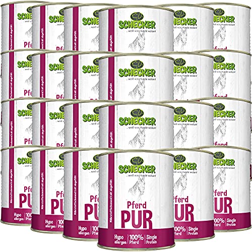 Schecker Nassfutter - 100% Pferd pur - getreidefrei - hypoallergen - echte, Reine Qualitätsware - 24 x 820 g von Schecker