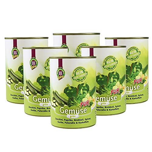 Schecker Nassfutter - Gemüse PUR - grün - getreidefreies Hundefutter - 6 x 410 g - kalorienarm - Diätfutter - Schonkost von Schecker