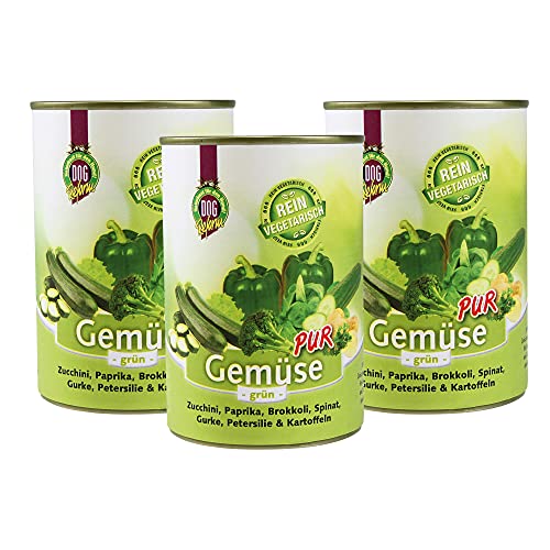 Schecker Nassfutter - Gemüse PUR - grün - getreidefreies Hundefutter - 3 x 410 g Menge - kalorienarm - Diätfutter - Schonkost von Schecker