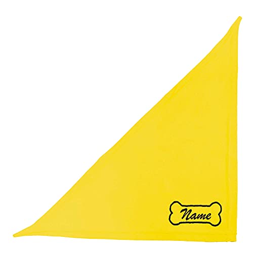 Schecker Besticktes Hundehalstuch/Kopftuch/Dreieckstuch - gelb 35 cm - Motiv Knochen und Hundenamen - waschbar - hochwertig Schecker Besticktes Hundehalstuch/Kopftuch/Dreieckstuch - gelb 35 cm - Motiv Knochen und Hundenamen - waschbar - hochwertig von Schecker