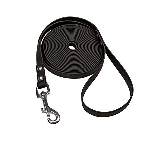 Schecker Biothane Schleppleine 5 m / 9 mm Schwarz Fährtenleine Mantrailing Übungsleine Hundeleine mit Handschlaufe von Schecker