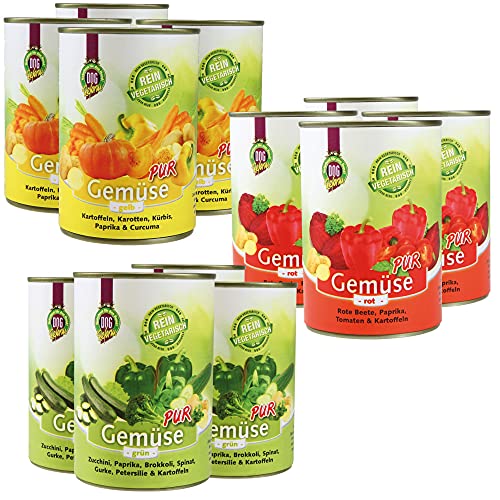 Schecker Nassfutter für Hunde - Gemüse PUR - grün, rot, gelb - 36 x 410 g - ohne Zusatzstoffe - veggi - Barf - getreidefrei von Schecker