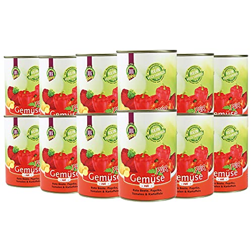 Schecker Hundefutter - 100% Gemüse PUR - rot - Nassfutter für Hunde - 12 x 410 g - getreidefrei - kalorienarm - Diätfutter - BARFen von Schecker