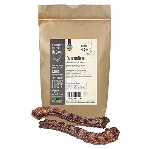 Schecker Dörrfleisch für Hunde - Entenhälse - aus der Region - kräftig im Geschmack, schonend getrocknet, ohne Zusätze - 250g Schecker Dörrfleisch für Hunde - Entenhälse - aus der Region - kräftig im Geschmack, schonend getrocknet, ohne Zusätze - 250g von Schecker