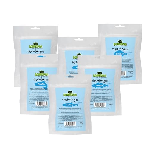 Schecker Hundesnack - Fischfinger Set aus Allen Fischsorten - 5 x 100 g Plus 1 x 100g Gratis - Dörrfisch aus 99% Fisch Schecker Hundesnack - Fischfinger Set aus Allen Fischsorten - 5 x 100 g Plus 1 x 100g Gratis - Dörrfisch aus 99% Fisch von Schecker