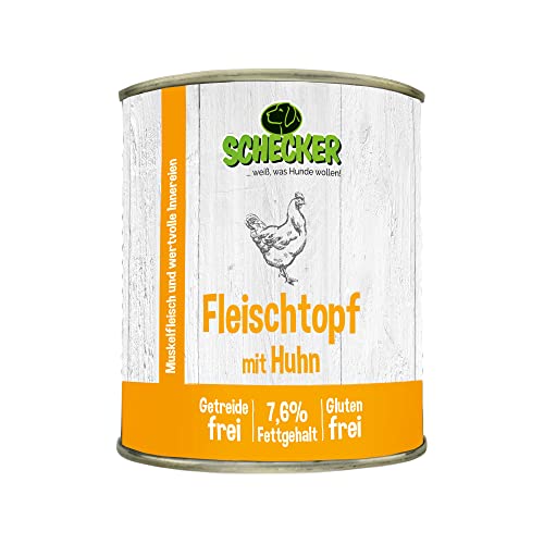 Schecker Fleischtopf mit Huhn - 6X 820g - getreidefrei - glutenfrei - in Deutschland herstellt von Schecker