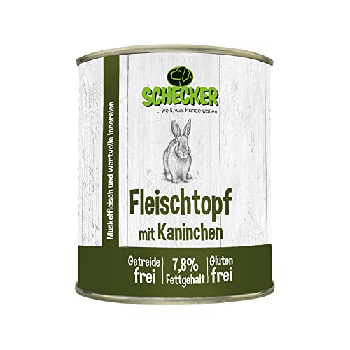 6x820g Schecker Fleischtopf mit Kaninchen - getreidefrei - glutenfrei - in Deutschland herstellt von Schecker