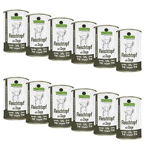 Schecker Nassfutter - Fleischtopf mit Ziege - 12 x 410 g - getreidefrei - glutenfrei - mit gut sichtbaren Stücken Schecker Nassfutter - Fleischtopf mit Ziege - 12 x 410 g - getreidefrei - glutenfrei - mit gut sichtbaren Stücken von Schecker