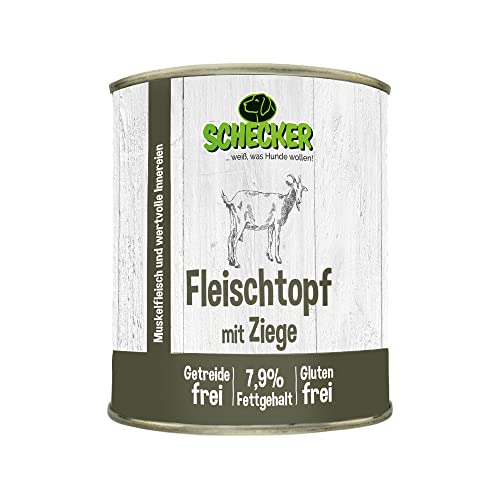 Schecker Nassfutter - Fleischtopf mit Ziege - 6 x 820 g - getreidefrei - glutenfrei - in Deutschland herstellt von Schecker