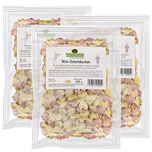 Schecker Hundekekse - Mini Osterhäschen mit Huhn - 3 x 200g - Ostern - Osterhase - Hundekuchen - weizenfrei - ohne Zucker von Schecker