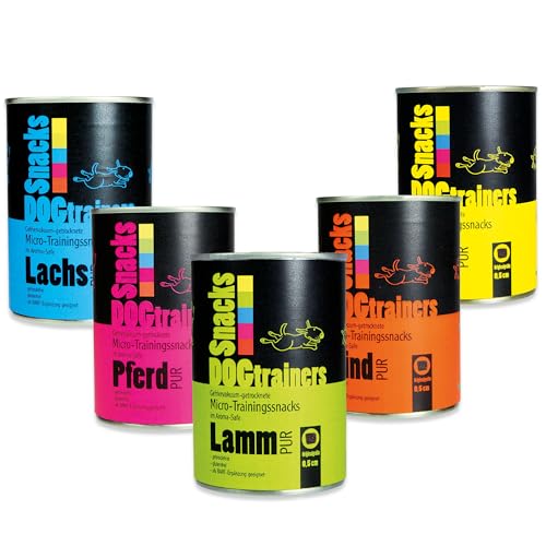 Schecker Hundeleckerli - DOGTRAINERS PUR Trainingssnacks 5er Spar-Set mit Lamm, Pferd, Lachs, Rind und Pute - 5 Dosen Schecker Hundeleckerli - DOGTRAINERS PUR Trainingssnacks 5er Spar-Set mit Lamm, Pferd, Lachs, Rind und Pute - 5 Dosen von Schecker