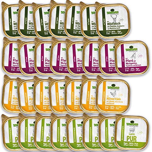 Schecker Monatsmenü für Hunde: 30 x 200 g Nassfutter mit Wild, Pferd, Huhn & Lamm Schecker Monatsmenü für Hunde: 30 x 200 g Nassfutter mit Wild, Pferd, Huhn & Lamm von Schecker