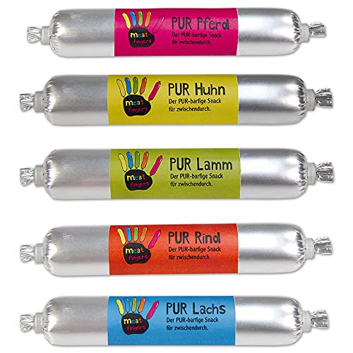Schecker Hundewurst - Meatfingers PUR - Monatpackung - grob-stückige Mini Fleischwurst ohne Gewürze 30 x 70 g im Mix Schecker Hundewurst - Meatfingers PUR - Monatpackung - grob-stückige Mini Fleischwurst ohne Gewürze 30 x 70 g im Mix von Schecker