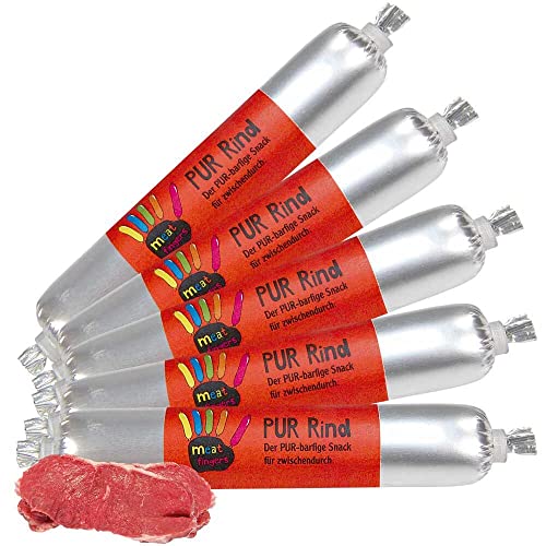 Schecker Hundewurst - Meatfingers PUR Rind - schnittfest - grob-stückige Mini Fleischwurst - ohne jegliche Zusatzstoffe 5 x 70 g Schecker Hundewurst - Meatfingers PUR Rind - schnittfest - grob-stückige Mini Fleischwurst - ohne jegliche Zusatzstoffe 5 x 70 g von Schecker