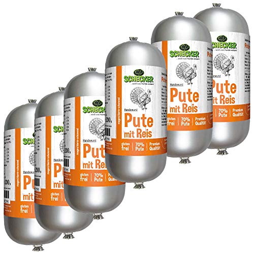 Schecker Hundewurst mit Pute 6 x 200g und Reis - Sensitive - Diese Hundewurst ist schnittfest Schecker Hundewurst mit Pute 6 x 200g und Reis - Sensitive - Diese Hundewurst ist schnittfest von Schecker