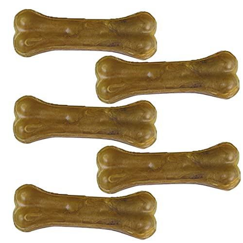 Schecker Hundeknochen - Kauknochen aus Rinderhaut - 5 Stück á 13cm, ca. 300g - splittert Nicht - 1. Wahl - sauber gepresst von Schecker